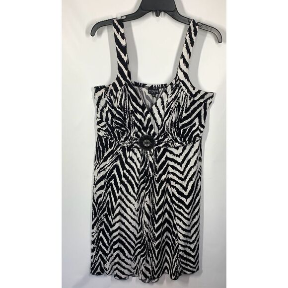 En Focus Studio Women's Zebra Print V-Neck Sleeveless Dress Black White Size 16 - Picture 1 of 7